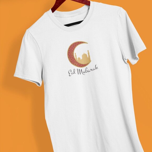 Eid Mubarak Mosque Islamic Prayer Shirt | Ramadan Kareem T-shirt | Crescent Tee - Picture 1 of 10